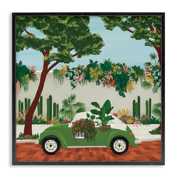 Stupell Industries Bohemian Overgrown Garden Taxi Black Framed Giclee Art, 12 x 12, by Vero Illustrates