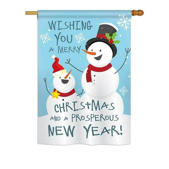 Breeze Decor BD-XM-H-114146-IP-BO-DS02-US Snowman Wishing You Winter - Seasonal Christmas Impressions Decorative Vertical House Flag - 28 x 40 in.