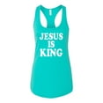 thumbnail image 2 of Jesus Is King Bible Scripture | Womens Christian Jersey Racerback Tank Top, Tahiti Blue, X-Large, 2 of 3