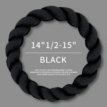 Luxury Fluffy Winter Car Steering Wheel Cover for Women Soft Warm Plush Cute Auto Accessories for Vehicle, Sedan, Universal, Fuzzy, Anti Slip, Black, Standard Size, 14.75-15.15 Inch
