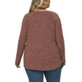 thumbnail image 3 of NISVIYA Women's Plus Size Fall High-Low Knit Sweater - Long Sleeve Crew Neck Comfy Pullover Caramel, 3 of 5