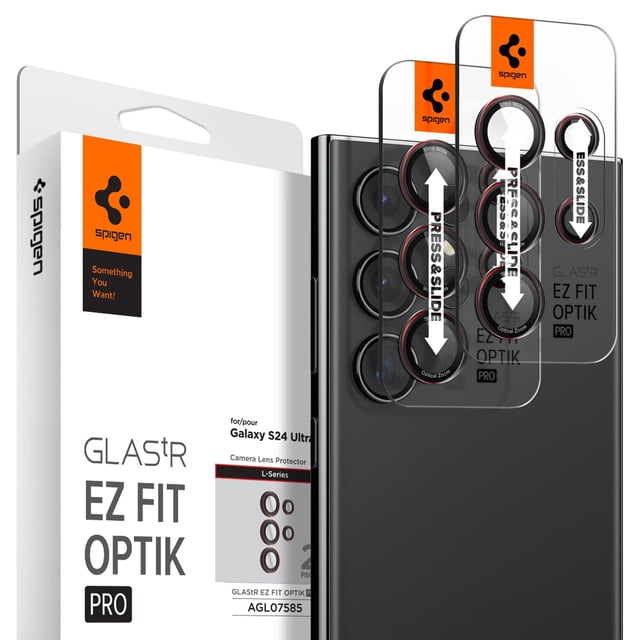 Protector de Pantalla para Lente de Cámara Spigen GlasTR EZ Fit para Galaxy S24 Ultra, Paquete de 2