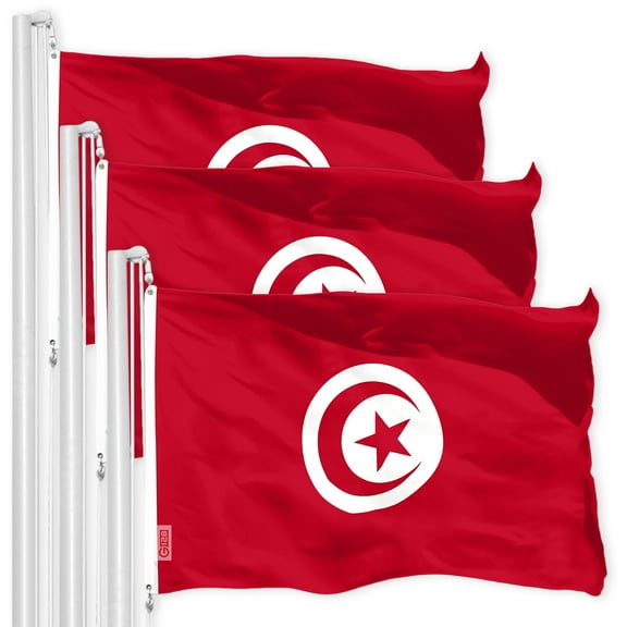 Tunisia Tunisian Flag 3x5FT 3-Pack 150D Printed Polyester By G128