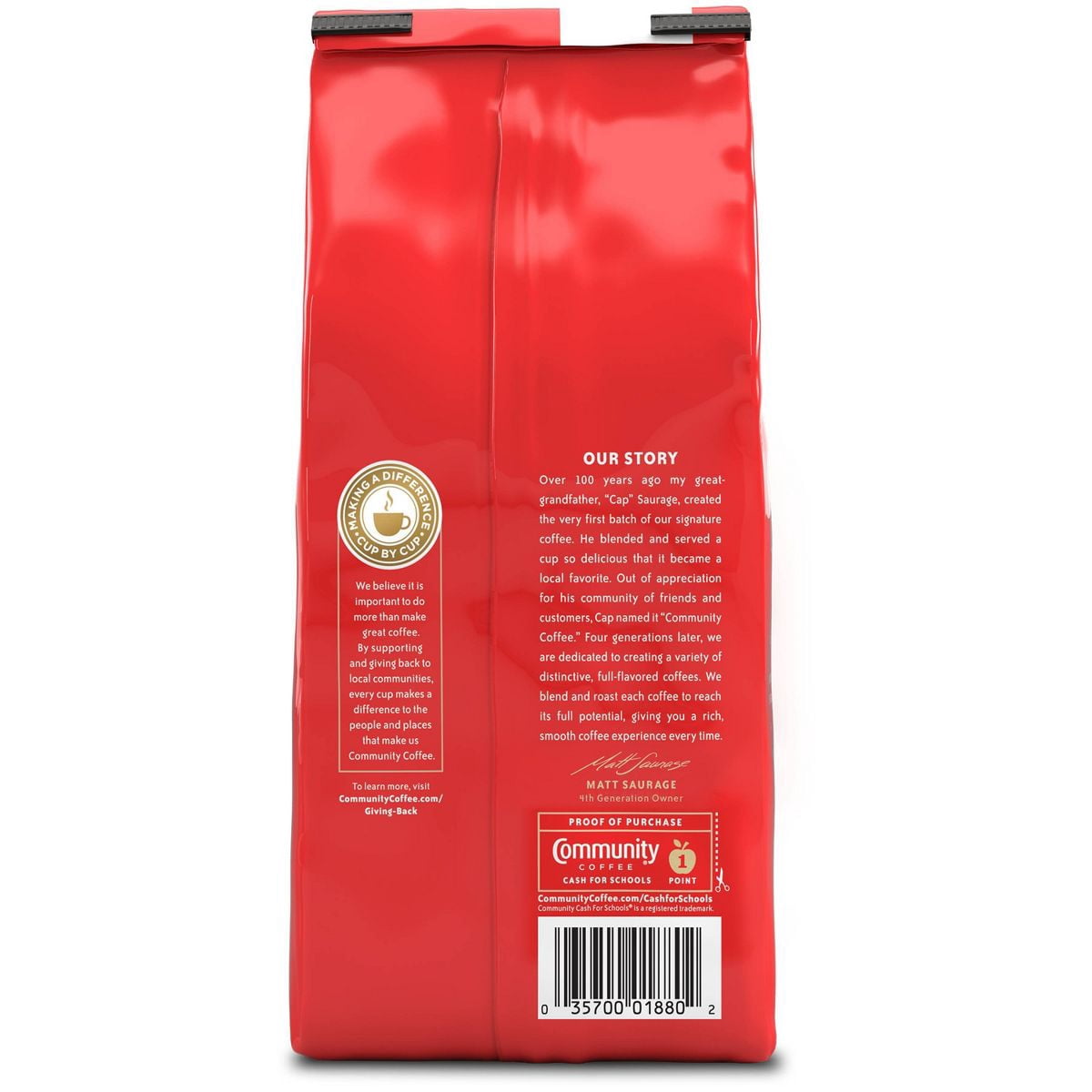 Community Coffee Breakfast Blend Medium Roast Whole Bean 12 oz Gable Top (Pack of 2)