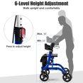thumbnail image 5 of Giantex 2-in-1 Aluminum Rollator Walker w/Seat, Foldable Mobility Walking Aid w/Height Adjustable Handles & Wheels, Blue, 5 of 10