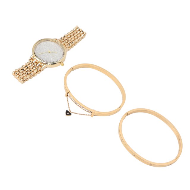 Quartz Watch Bangle Set, 3pcs Elegant Waterproof Women Watch Bracelet Set Gillter With Exquisite Gift Box For Female