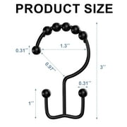 Siaomo Shower Curtain Hooks Rings, Premium Stainless Steel Rustproof Double Glide Shower Hooks for Bathroom Shower Rods Curtains,Double Hooks-Set of 12, Black