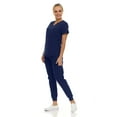 thumbnail image 3 of Hey Medical Scrubs Set- 9 Pocket Knit V-Neck Top with Knit Joggers Scrub Pants, 3 of 6