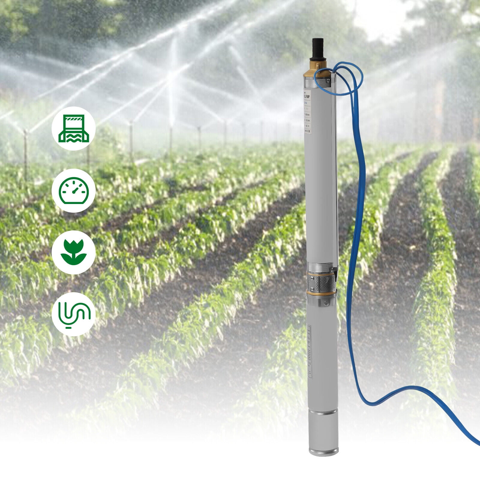 FETCOI 0.75HP 3in Deep Well Pump 16GPM Submersible Pump 295ft Stainless Steel Well Pump