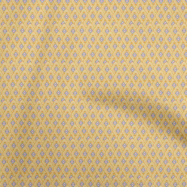 oneOone Rayon Yellow Fabric Asian Block Tile Fabric For Sewing Printed Craft Fabric By The Yard 56 Inch Wide