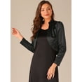 thumbnail image 4 of DARING DIVA Women's Satin Jacket Formal Long Sleeves Bolero Shrugs for Dresses L Black, 4 of 6