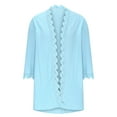 thumbnail image 4 of TKLPEHG Summer Cardigans for Women Lightweight 3/4 Sleeve Open-Front Cardigan Coats Fashion Solid Color Lace Blouse Outfits (Light Blue,S), 4 of 6