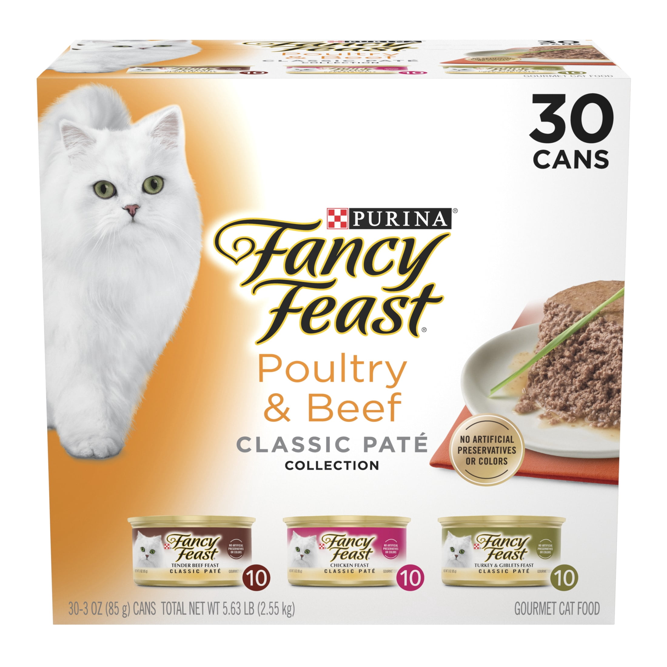 (6 pack) Purina Fancy Feast Classic Collection Pate Wet Cat Food, Poultry & Beef, 3 oz Cans (30 Pack)