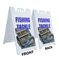 thumbnail image 2 of A-frame Sidewalk Fishing Tackle 24" x 36" Double Sided A-Frame Sidewalk Sign, Includes 2 Plastic Inserts | Foldable Portable White Signicade Sandwich Board Signs, 2 of 5