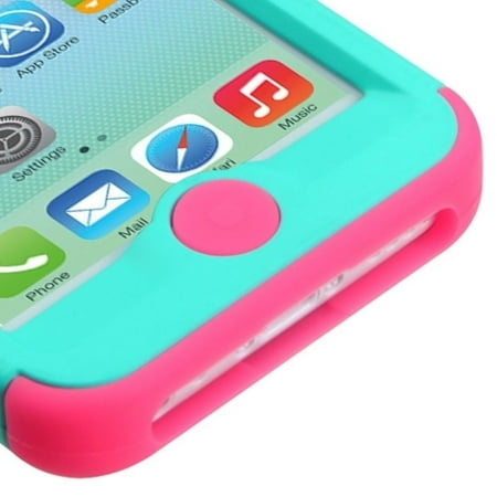 Insten Teal Green/Electric Pink Stylish TUFF Hybrid Phone Hard Premium Case For Apple iPhone 5C