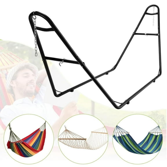 LAZY BUDDY Universal 2 Person Hammock Stand for Outside, Heavy Duty Steel Hammock Stand for 9-14FT Hammocks, 550lbs