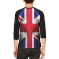 thumbnail image 2 of Halloween Union Jack British Flag Superhero Costume Mens Raglan T Shirt White-Black SM, 2 of 2
