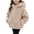 thumbnail image 2 of LUGOGNE Girls Sherpa Fleece Jacket Hooded Long Sleeve Full Zip Warm Teddy Coat Casual Loose Fit Outerwear with Multiple Pockets Kids Fall Winter Clothing, 2 of 7
