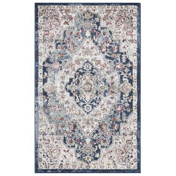 Concord Global Trading 72545 5 x 7 ft. Vintage Montreal Medallion Rectangle Area Rug, Navy