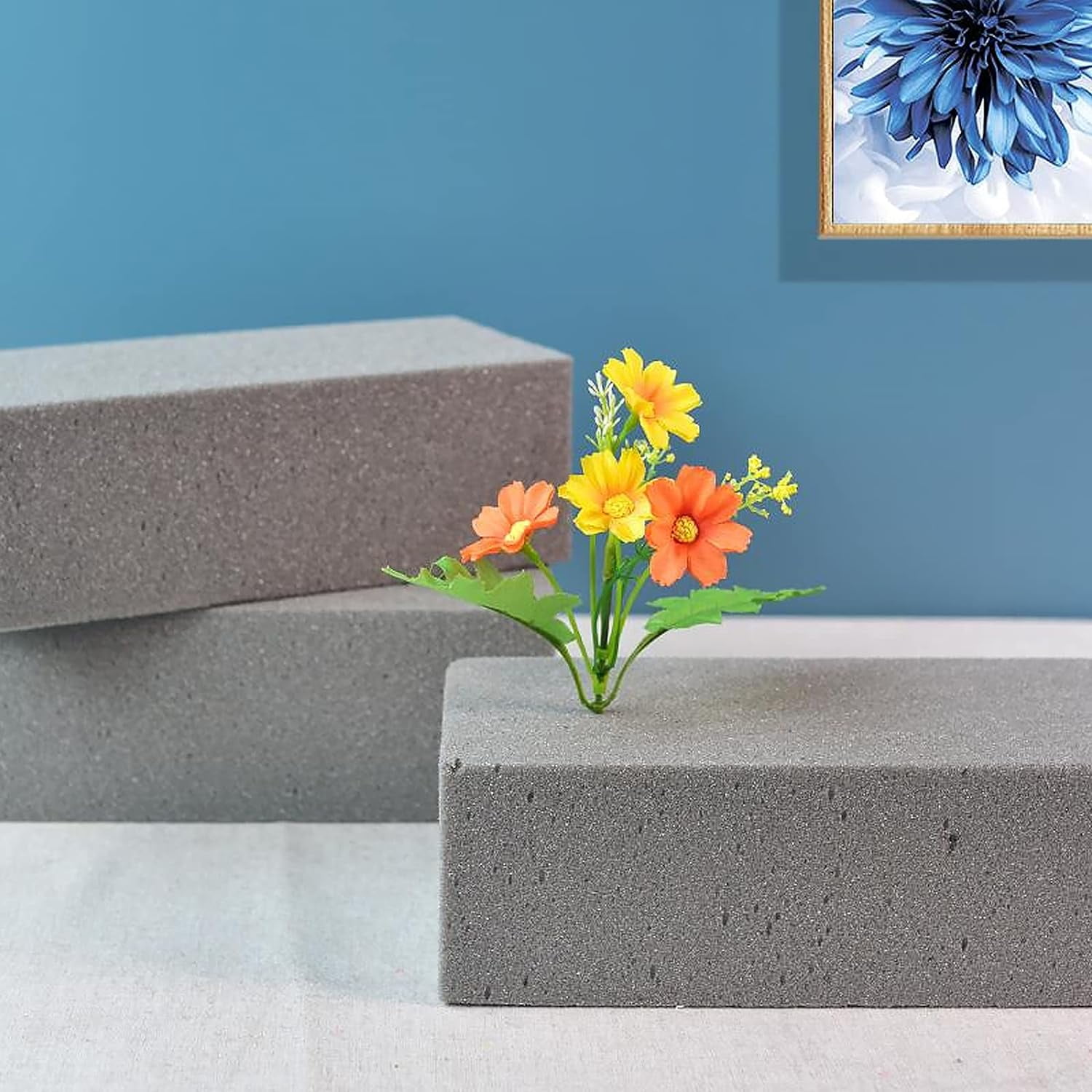 Flower Foam,4Pcs Dry Floral Foam for Artificial Flowers,Flower Sponge Foam for Flowers at Weddings & Funerals, Gray Florist Foam Blocks,Dry Floral Foam & flower arranging supplies