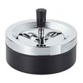thumbnail image 1 of ZHAOCHENG Cenicero giratorio, cenicero de viento, metal/cromado/negro moderno, aprox. 14 de diámetro, cenicero con prensa de dedo, tapa giratoria, extinción automática de humo, cenicero de metal, ceni, 1 of 4