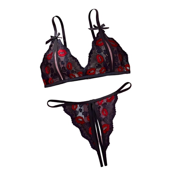Levmjia Women Lace Lingerie Set Deep V Push Up Bra and Thong Set Sheer Comfortable Adjustable Straps for Daily Wear Date Night