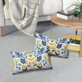 thumbnail image 6 of Blue Yellow Floral Pillow Covers 12x20 Set of 2 Flower Block Print Decorative Lumbar Throw Pillowcases Outdoor Spring Summer Farmhouse Rectangle Cushion Cases Decor for Home Couch Sofa Bed, 6 of 6