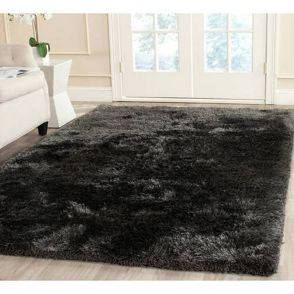 SAFAVIEH Henley Solid South Beach Polyester Shag Area Rug, Charcoal, 8' x 10'