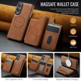 thumbnail image 2 of For Samsung Galaxy S25 Edge PU Leather Wallet Phone Case,Compatible with Mag-Safe,Magnetic Detachable Card Holder,Back Flip Kickstand,2-in-1 Heavy Duty Shockproof RFID Blocking Phone Case,Brown, 2 of 10