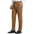 thumbnail image 4 of INSPIRE CHIC Men's Dress Checked Flat Front Business Plaid Formal Pants 34 Brown Black, 4 of 6