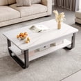 thumbnail image 4 of Coffee Table 2 Tier Minimalist Stylish Easy to Clean Living Room Center Table for Home Decor, 4 of 7