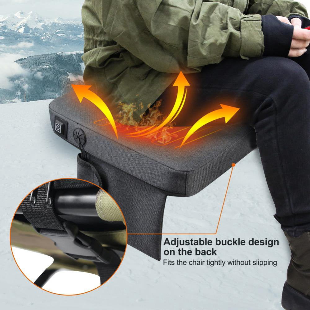 Coussin Chauffant Siège De Stade Rechargeable USB – 3 Niveaux Chaleur Jusqu’à 65°C – Pliable – Pour Camping, Pêche, Matchs - 6