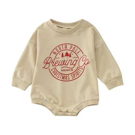 

Uvwlwu Christmas Outfits for Baby Girls Boys Long Sleeve Letter Prints Pullover Romper Sweatshirt Bodysuits Baby Girl Clothes(Size:0-3 Months)