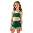 thumbnail image 2 of Tankini Sets for Girl Two Piece Solid Color Sleeveless Tops and Bottom Bathing Suit Outfit Swimsuit Summer Beach Adjustable Straps Swimwear Dark Green 11-12 Y, 2 of 4
