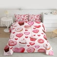 thumbnail image 2 of Feelyou Pink Love Heart Twin Comforter Sets, Dessert Cake Donut Bedding Set, 2pcs, 2 of 8