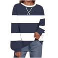thumbnail image 2 of Htigea Womens Striped Oversized Sweatshirts Casual Long Sleeve Crewneck Pullover Trendy Color Block Tops Fall Outfits 2026 Navy M, 2 of 5