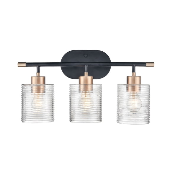 Millennium Lighting Renitta Vanity Light Fixture with Clear Ribbed Glass Shades 3 Light