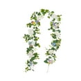 thumbnail image 2 of Guirnalda de eucalipto artificial floral de 1,8 m con hojas verdes artificiales para mesa flor blanca, 2 of 9