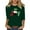 #095-Green, variant on Craaazy Christmas Shirts for Women Round Neck 3/4 Sleeve Santa Prints Blouses Gifts