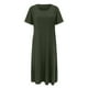 thumbnail image 1 of Vestido informal de mujer, de manga corta, cuello redondo, holgado y con bolsillos, en color liso., 1 of 5