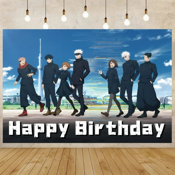 Jujutsu Kaisen Theme Flag Birthday Party Background Banner for Photography Children Birthday Party Decoration Supplies (5.9ft*3.6ft)