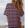 thumbnail image 5 of Horkkom Striped Shirt Women Casual Crew Neck Short Sleeve Shirts Summer Loose Blouses with Pocket, 5 of 8