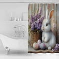 thumbnail image 4 of Extra Long Shower Curtain 72x84 Inch, Easter Spring Shower Curtain Waterproof Bathroom Decor Cute Bunny Eggs Purple Lavender Farmhouse Fabric Bath Curtain Set Accessories with Hooks, 4 of 6