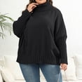 thumbnail image 5 of QIYAGBSA Plus Size Sweater for Women Oversized Batwing Sleeve Turtleneck Ribbed Trim Casual Fall Winter Pullover (Black L), 5 of 6