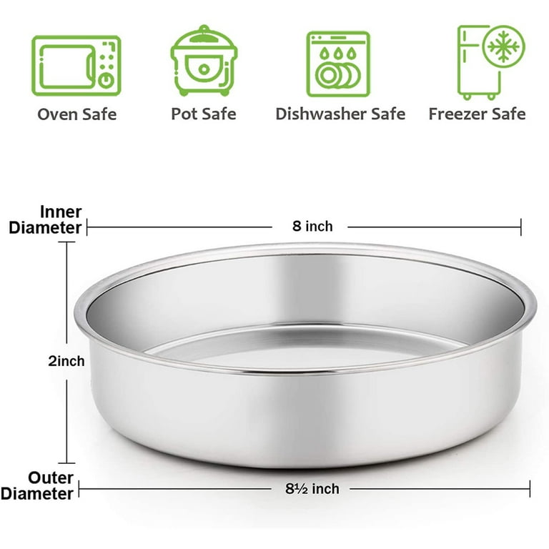 HONGBAKE Round Cake Baking Pan, 8 Inch, Shallow Cookie Pans, Layer Cake  Pans with Wider Grips, Nonstick Circle Pizza Tin, Huty Duty, Dishwasher  Safe