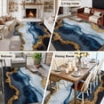 thumbnail image 6 of Navy Blue Brown Large Area Rugs for Bedroom Living Room, Soft Non Slip Carpet Bedside Rug, Luxury Modern Art Abstract Rectangular Floor Cover Kitchen Accent Rug 5'x7' for Dining Room/Office, 6 of 9