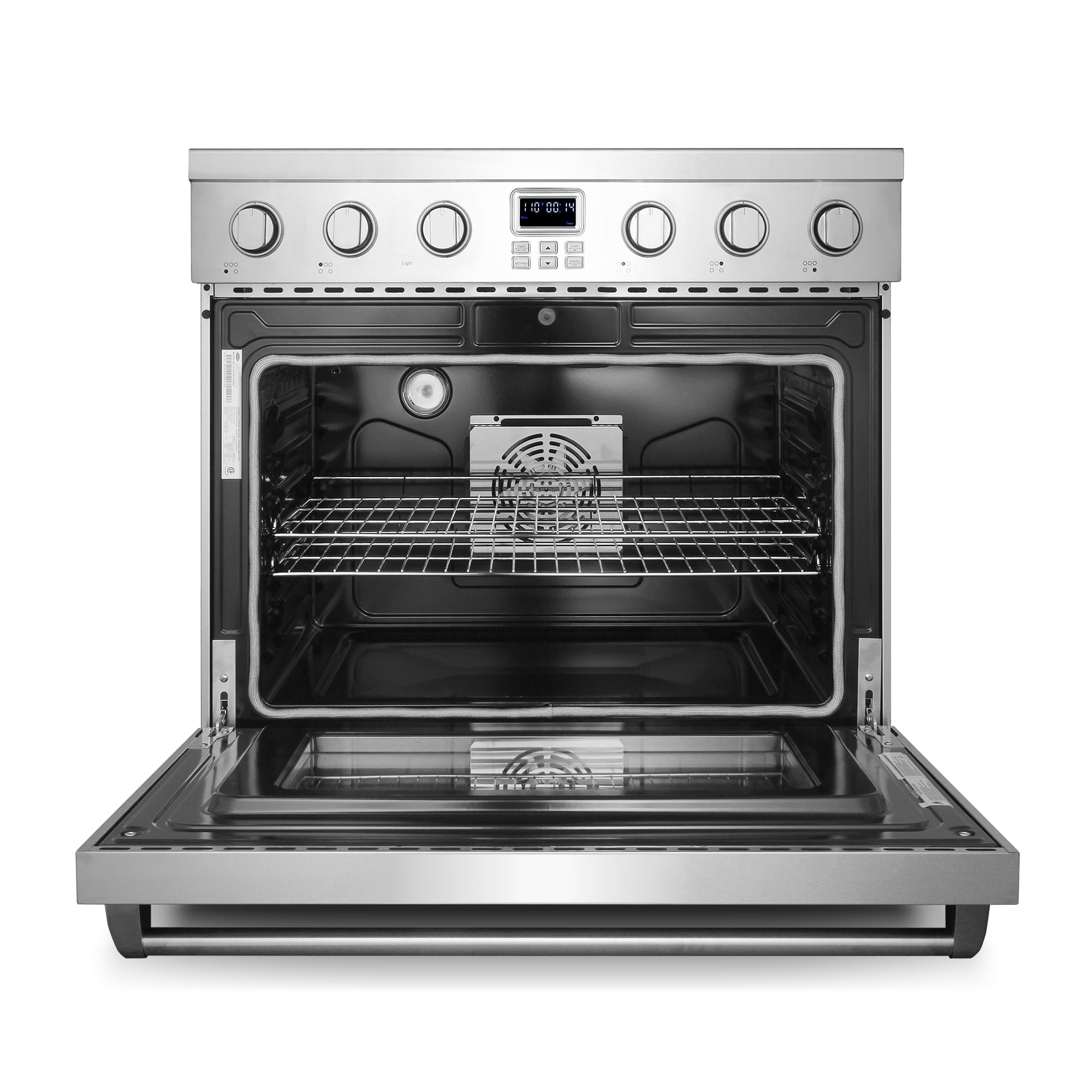 Commercial Style 36 in. 6.0 cu. ft. Electric Range with 5 Burner Glass Cooktop and Convection Oven in Stainless Steel