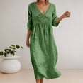 thumbnail image 6 of Bysome Women Dress Solid Color 3/4 Sleeve V-Neck Flowy Dresses Summer Casual Women Dresses Size M Green, 6 of 8