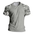thumbnail image 5 of Summer Camouflage Print Short Sleeve Crewneck Tee Casual Basic Top Light Gray XXXXXL, 5 of 5