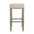 thumbnail image 5 of Home Square 2 Piece Linen Bar Stool Set with Wood Base in Weathered Gray, 5 of 6